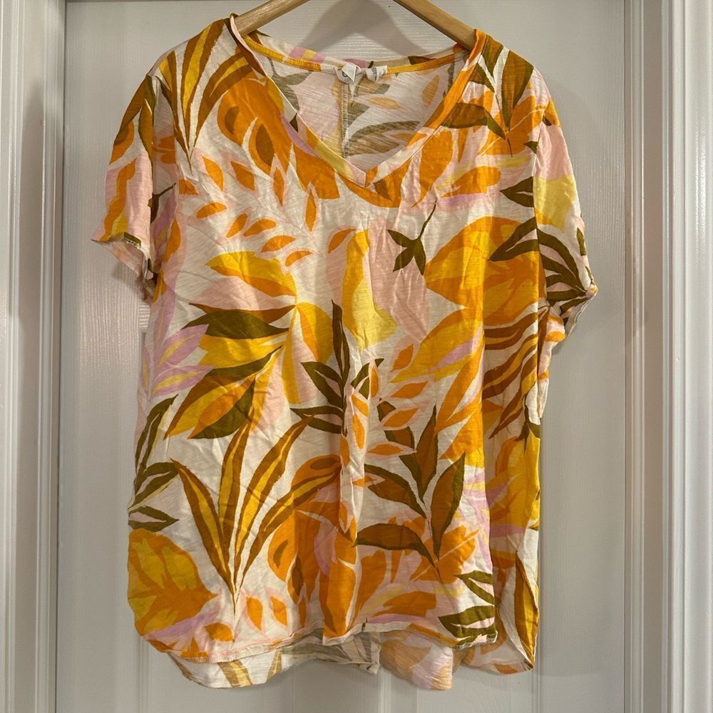 C&C California women's short sleeve 100% cotton shirt floral size 3X